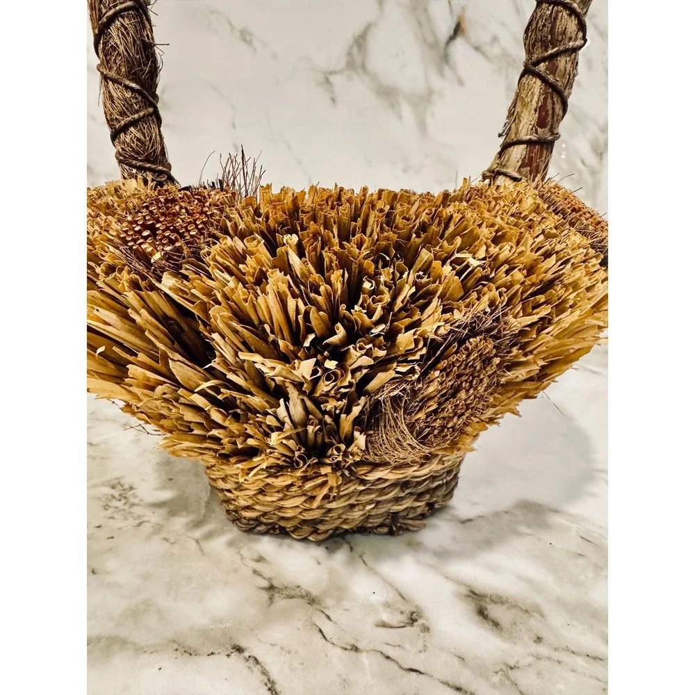 Vintage HBasket with Wrapped Handle Appalachian style made with sticks & vines